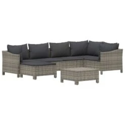 VIDAXL Salon De Jardin 7 Pcs Avec Coussins Gris Résine Tressée -Boutique Jardin Extérieur 6482c43a8a5aa0.44815090