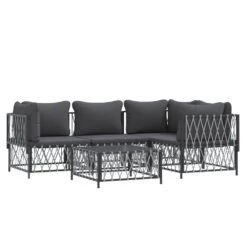 VIDAXL Salon De Jardin Avec Coussins 5 Pcs Anthracite Acier -Boutique Jardin Extérieur 6482c44f2cd3c0.64009272
