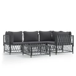 VIDAXL Salon De Jardin Avec Coussins 5 Pcs Anthracite Acier