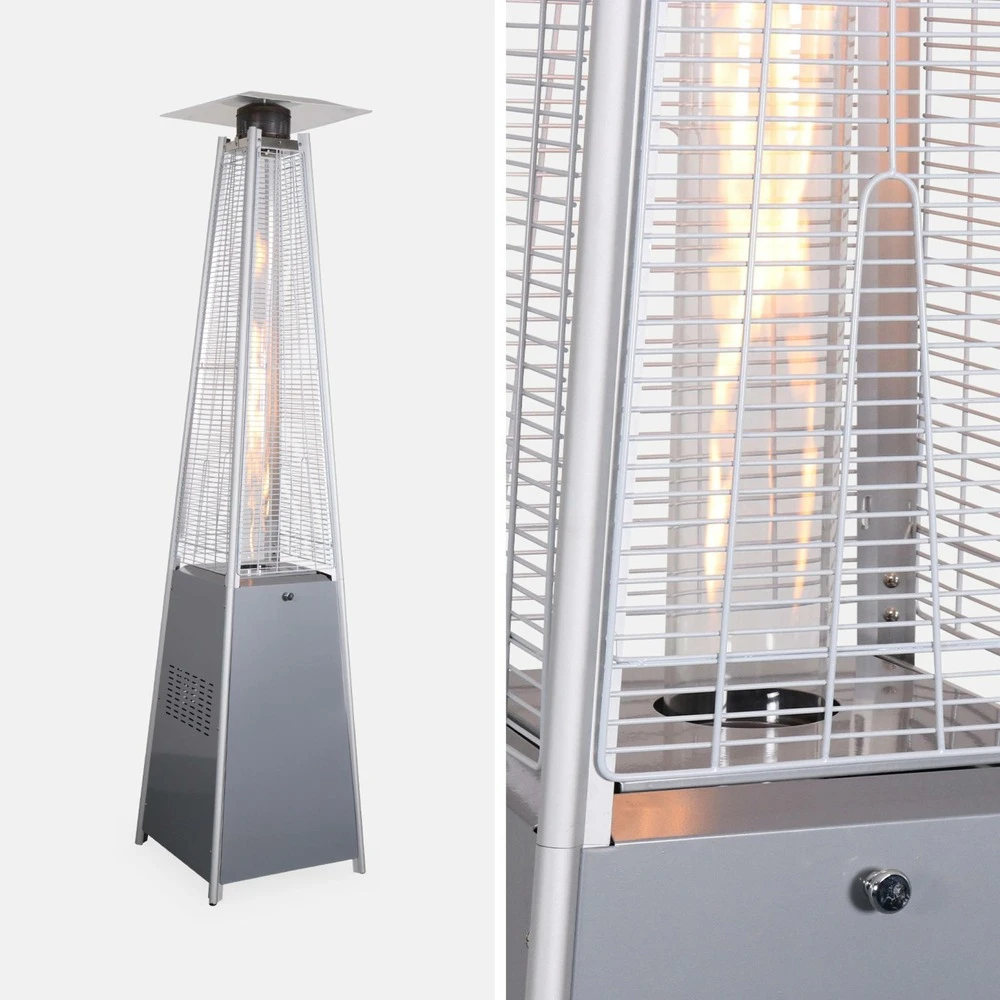 Lot De 2 Parasols Chauffants Gaz Pyramide. Gris Clair. Véritable Flamme. Roulettes Incluses 3 Lot De 2 Parasols Chauffants Gaz Pyramide. Gris Clair. Véritable Flamme. Roulettes Incluses – Image 3