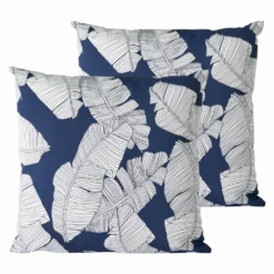 Lot De 2 Coussins Carrés Polyester Abaca Bleu 45x45x8 Cm