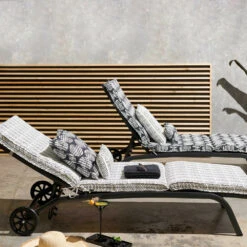 Coussin Bain De Soleil Polyester Blanc Et Noir 186 X 60 X 5 Cm -Boutique Jardin Extérieur 6488658f7ed108.90185688