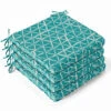 Lot De 4 Galettes De Chaise Polyester Lagune 40x40x3 Cm