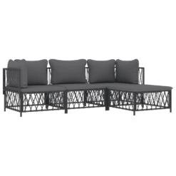 VIDAXL Salon De Jardin Avec Coussins 4 Pcs Anthracite Acier -Boutique Jardin Extérieur 648c40bde2f781.52187410