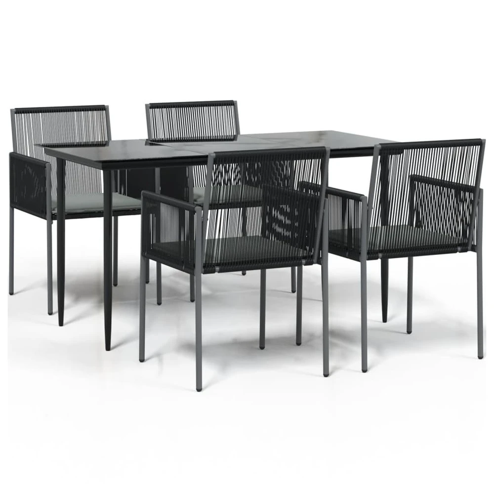 VIDAXL Ensemble à Dîner De Jardin Coussins 5 Pcs Noir Rotin Et Acier 1 VIDAXL Ensemble à Dîner De Jardin Coussins 5 Pcs Noir Rotin Et Acier