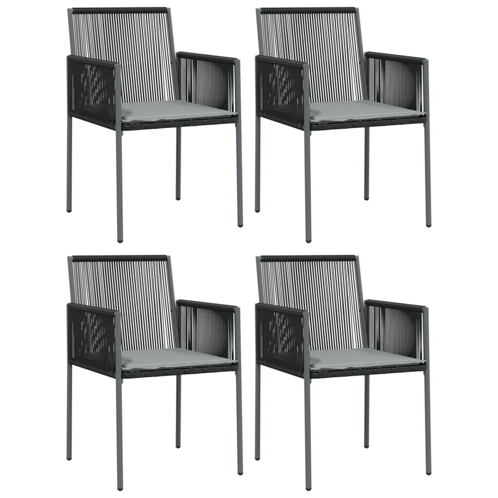VIDAXL Ensemble à Dîner De Jardin Coussins 5 Pcs Noir Rotin Et Acier 4 VIDAXL Ensemble à Dîner De Jardin Coussins 5 Pcs Noir Rotin Et Acier – Image 4
