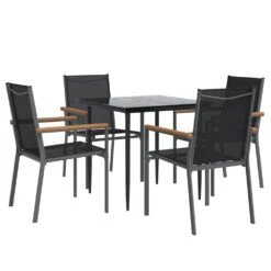 VIDAXL Ensemble à Manger De Jardin 5 Pcs Noir Textilène Et Acier 9 VIDAXL Ensemble à Manger De Jardin 5 Pcs Noir Textilène Et Acier -Boutique Jardin Extérieur 64999d9a748762.92862989