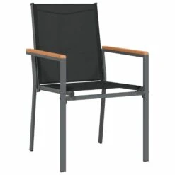VIDAXL Ensemble à Manger De Jardin 7 Pcs Noir Textilène Et Acier -Boutique Jardin Extérieur 64999da0f24544.67416825