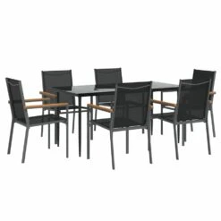 VIDAXL Ensemble à Manger De Jardin 7 Pcs Noir Textilène Et Acier 9 VIDAXL Ensemble à Manger De Jardin 7 Pcs Noir Textilène Et Acier -Boutique Jardin Extérieur 6499a1078a7583.10088643