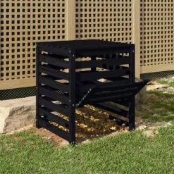VIDAXL Composteur Noir 63,5x63,5x77,5 Cm Bois Massif De Pin -Boutique Jardin Extérieur 6499e3cbc49d96.33356634