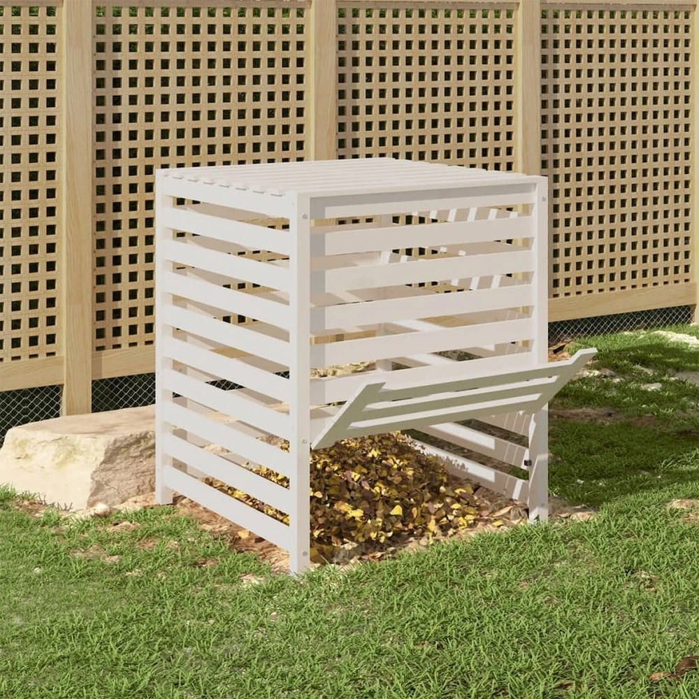 VIDAXL Composteur Blanc 82,5x82,5x99,5 Cm Bois Massif De Pin 3 VIDAXL Composteur Blanc 82,5x82,5x99,5 Cm Bois Massif De Pin – Image 3