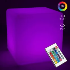 Cube Led Multicolore Avec Télécommande 43cm -Boutique Jardin Extérieur 69bd8e930b0dc9d8