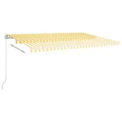 VIDAXL Auvent Manuel Rétractable 500x300 Cm Jaune Et Blanc -Boutique Jardin Extérieur 76857d31c043c295