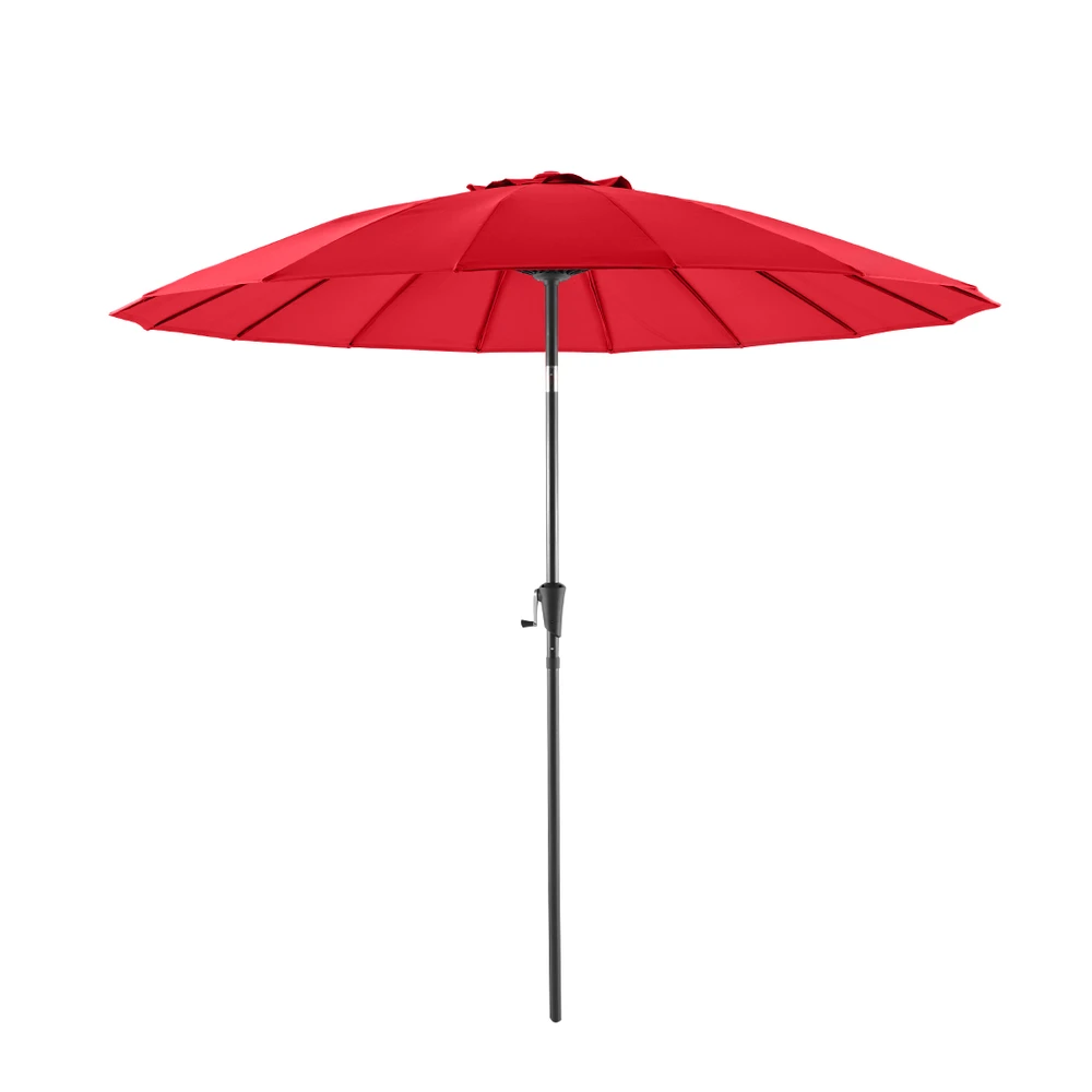 Parasol Ningbo En Toile Rouge Avec Manivelle - D220 Cm 1 Parasol Ningbo En Toile Rouge Avec Manivelle - D220 Cm