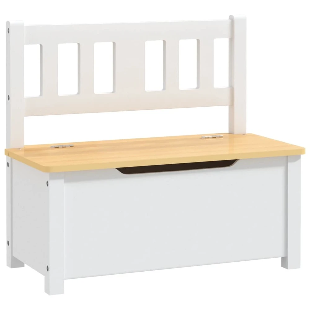 VIDAXL Banc De Rangement Pour Enfants Blanc Et Beige 60x30x55 Cm Mdf 2 VIDAXL Banc De Rangement Pour Enfants Blanc Et Beige 60x30x55 Cm Mdf – Image 2
