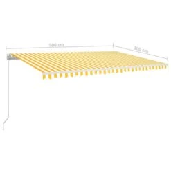 VIDAXL Auvent Manuel Rétractable 500x300 Cm Jaune Et Blanc -Boutique Jardin Extérieur 9c33d3a49ab94b3e