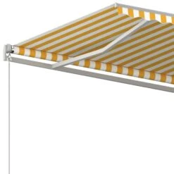 VIDAXL Auvent Manuel Rétractable 500x300 Cm Jaune Et Blanc -Boutique Jardin Extérieur 9e44b3c8e1b9fa16
