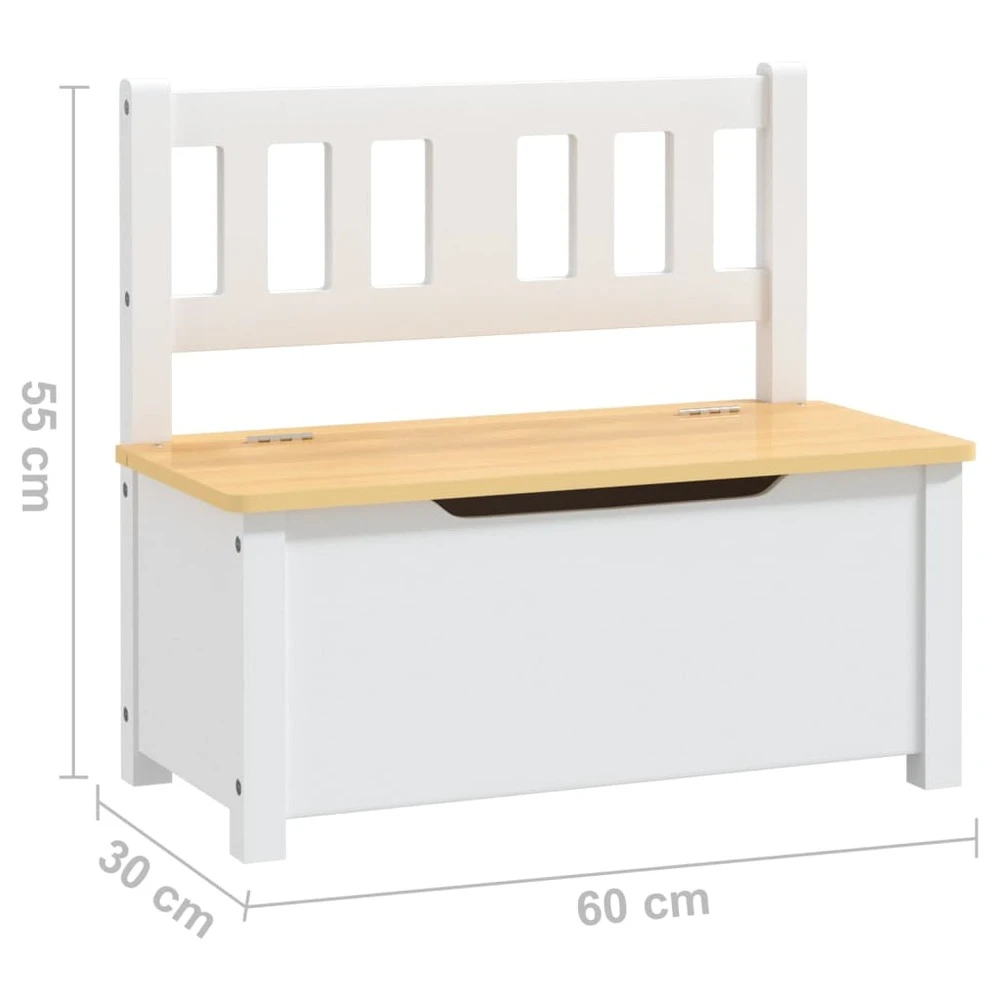 VIDAXL Banc De Rangement Pour Enfants Blanc Et Beige 60x30x55 Cm Mdf 7 VIDAXL Banc De Rangement Pour Enfants Blanc Et Beige 60x30x55 Cm Mdf – Image 7