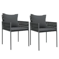 VIDAXL Chaises De Jardin Avec Coussins Lot De 2 Noir 54x61x83 Cm Rotin