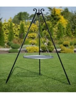 Barbecue Sur Trépied Et Grille En Acier Noir Sablé